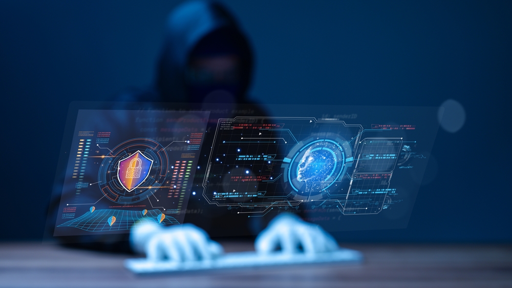 Hacker,Faces,A,Formidable,Cyber,Security,System,With,A,Firewall Hacker,Faces,A,Formidable,Cyber,Security,System,With,A,Firewall