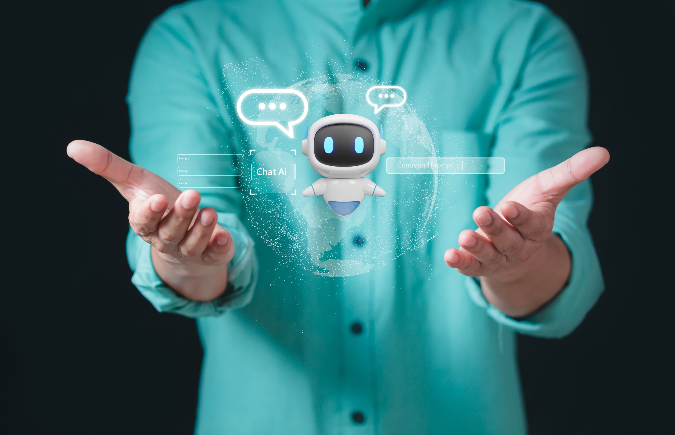 Business,Man,With,Virtual,Ai,Automation,,The,Concept,Of,Artificial